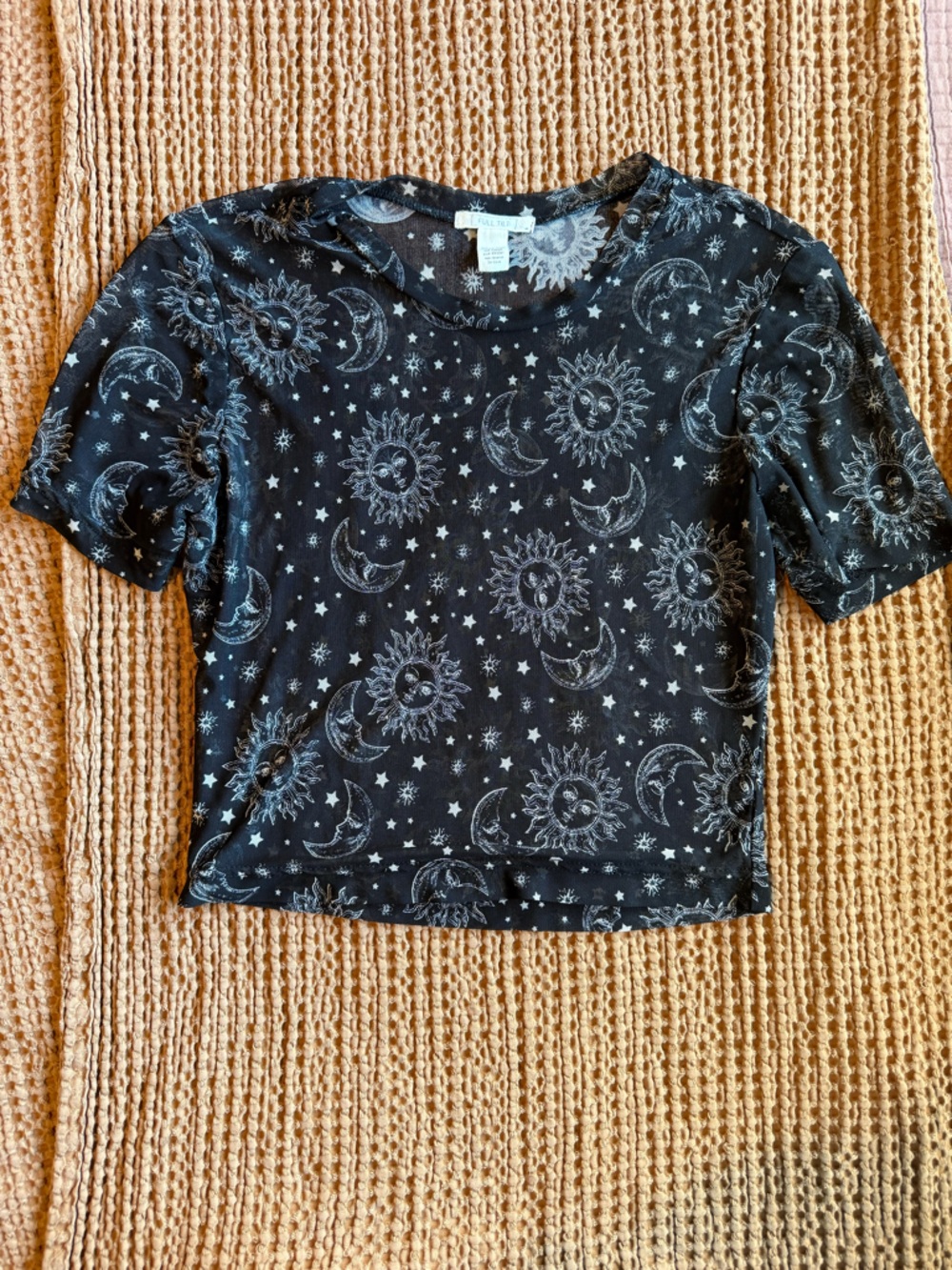 Full Tilt Black & White Celestial Mesh Top